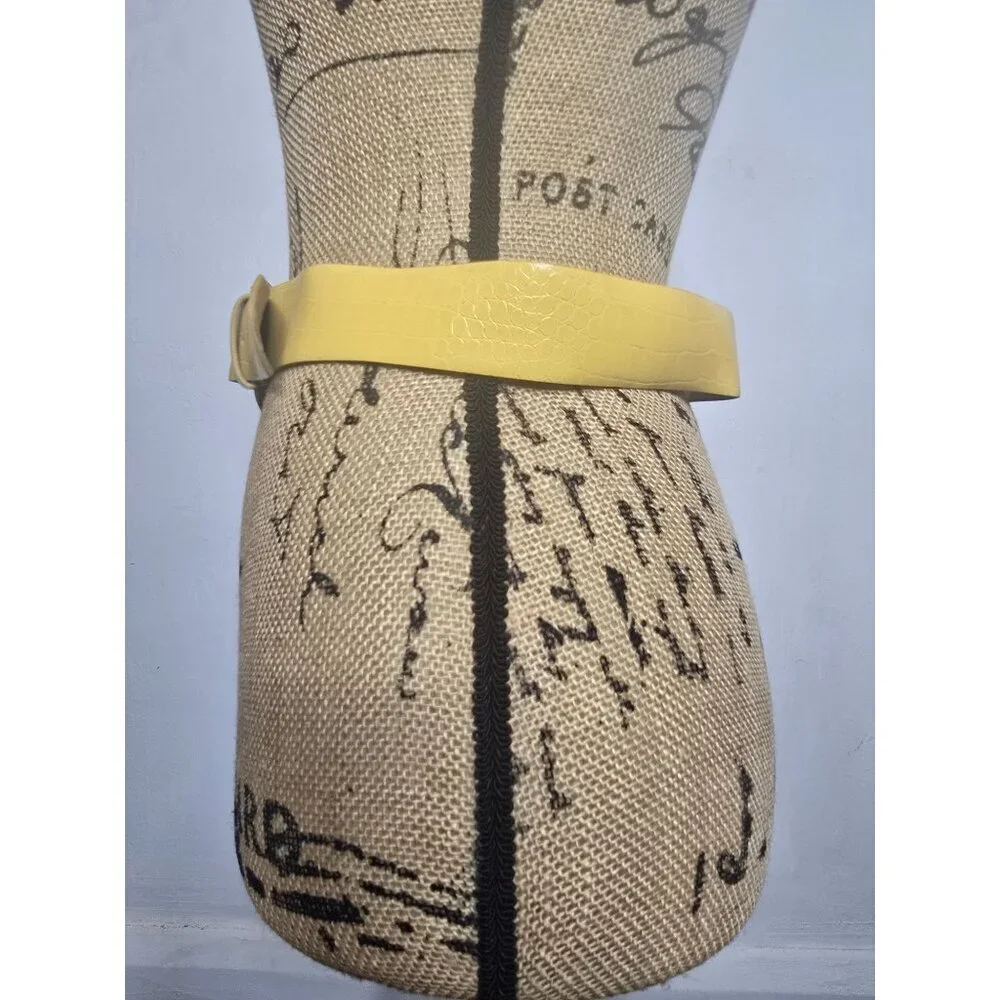 Vintage Yellow Bonded Leather Croc Python Chunky Belt - Picture 2 of 13